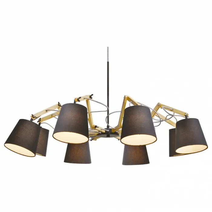 Подвесная люстра Arte Lamp Pinocchio A5700LM-8BK Цвет арматуры коричневый Цвет плафонов черный от ImperiumLoft
