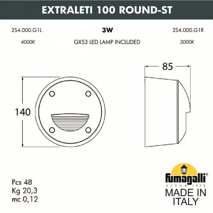 Встраиваемый светильник Fumagalli Extraleti 2S4.000.000.LYG1L от ImperiumLoft