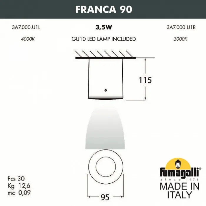 Накладной светильник Fumagalli Franca 90 3A7.000.000.WXU1L от ImperiumLoft