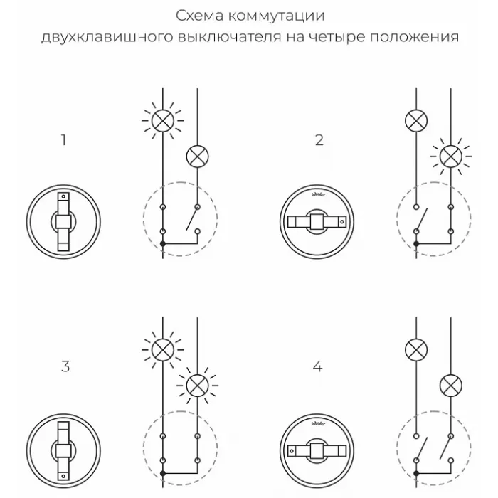Выключатель на 4 положения двухклавишный без рамки Werkel Ретро бронзовый W5720012 от ImperiumLoft