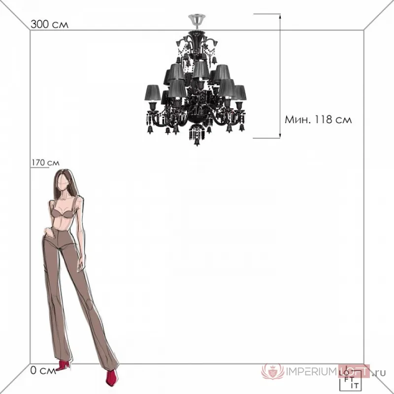 Подвесная люстра Loft it Zenith 10210/12 Black от ImperiumLoft
