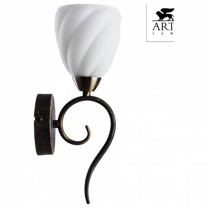 Бра Arte Lamp Swirls A6253AP-1BA Цвет арматуры черный Цвет плафонов белый от ImperiumLoft
