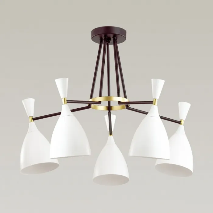 Люстра на штанге Lumion Oliver 4494/5C Цвет арматуры золото Цвет плафонов белый от ImperiumLoft