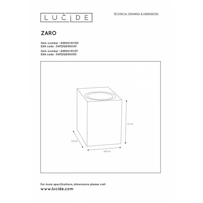 Накладной светильник Lucide Zaro 69800/01/31 от ImperiumLoft