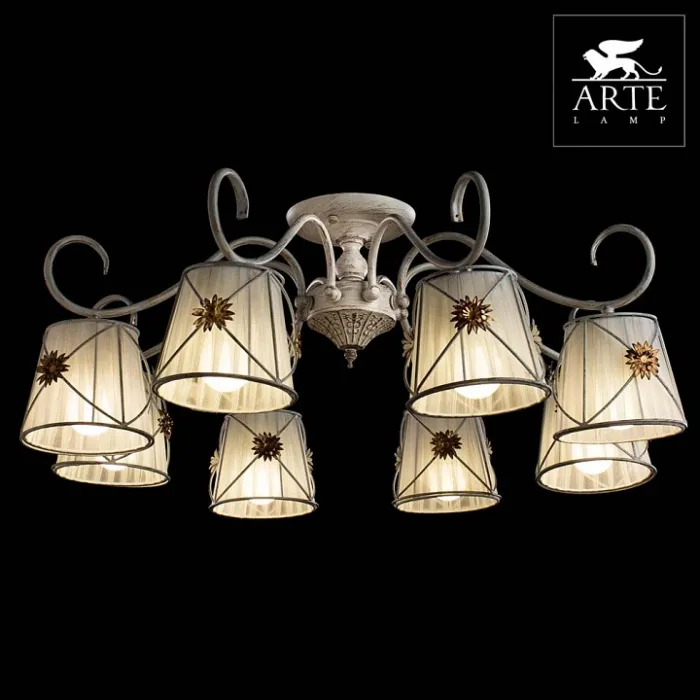 Люстра на штанге Arte Lamp Fortuna A5495PL-8WG Цвет арматуры золото Цвет плафонов белый от ImperiumLoft