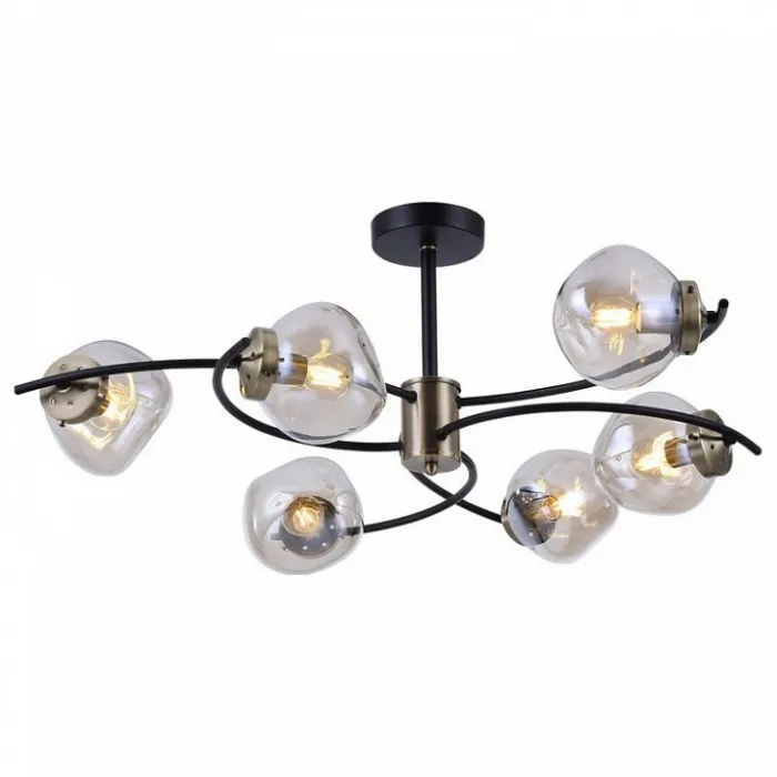 Люстра на штанге Omnilux Moncalvo OML-95307-06 Цвет плафонов серый Цвет арматуры черный от ImperiumLoft