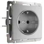 Розетка с заземлением без рамки Werkel W117 W1171009 Цвет арматуры серебро