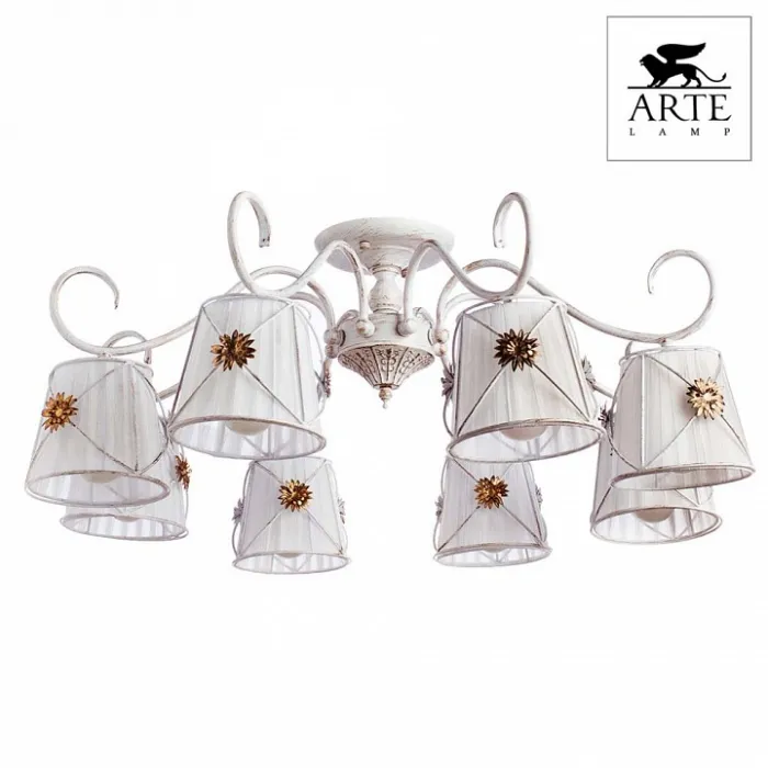 Люстра на штанге Arte Lamp Fortuna A5495PL-8WG Цвет арматуры золото Цвет плафонов белый от ImperiumLoft