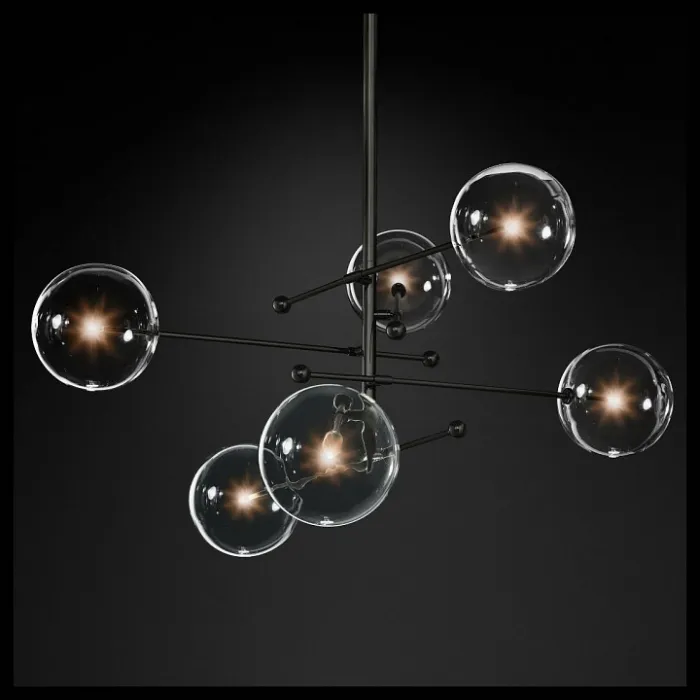 Подвесной светильник DeLight Collection Globe Mobile KG0835P-6 black Цвет арматуры черный Цвет плафонов прозрачный от ImperiumLoft