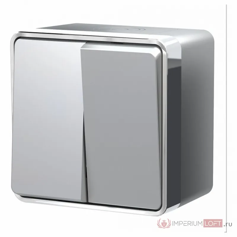 Выключатель двухклавишный влагозащищенный Werkel Gallant W5020206 Цвет арматуры серебро от ImperiumLoft