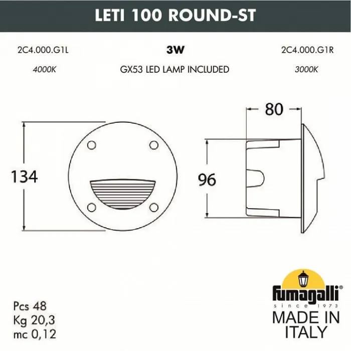Встраиваемый светильник Fumagalli Leti 2C4.000.000.WYG1L от ImperiumLoft