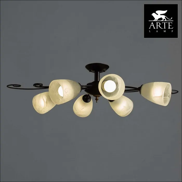 Люстра на штанге Arte Lamp Joy A7310PL-6BR Цвет арматуры коричневый Цвет плафонов белый от ImperiumLoft