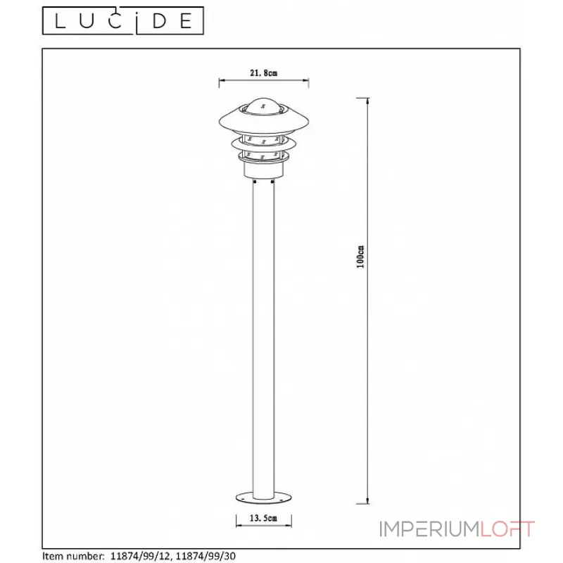 Наземный высокий светильник Lucide Zico 11874/99/30