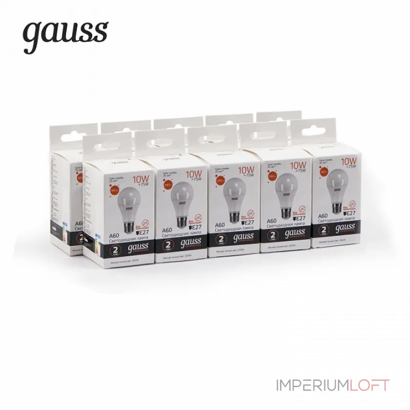 Лампа светодиодная Gauss E27 10Вт 3000K 23210 от ImperiumLoft