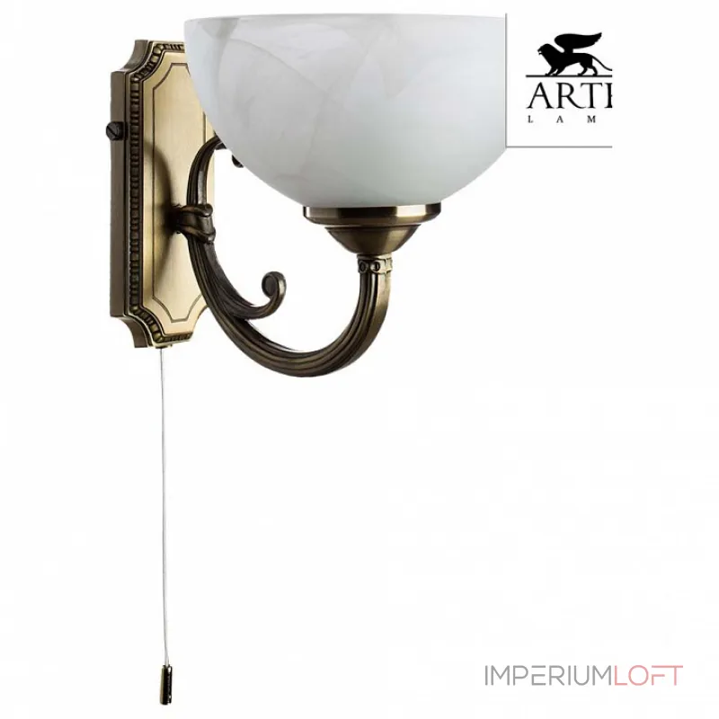 Бра Arte Lamp Windsor A3777AP-1AB Цвет арматуры бронза Цвет плафонов белый