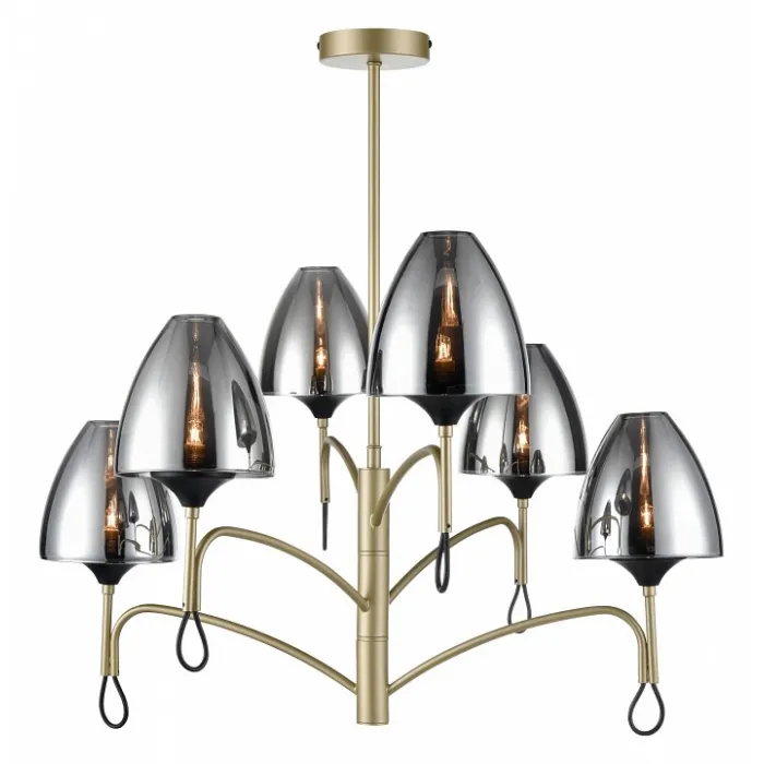 Люстра на штанге Vele Luce Oro VL5654P26 Цвет арматуры Желтый Цвет плафонов Серый от ImperiumLoft