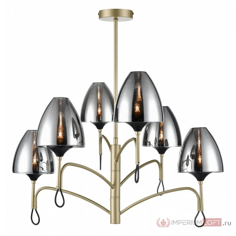 Люстра на штанге Vele Luce Oro VL5654P26 Цвет арматуры Желтый Цвет плафонов Серый от ImperiumLoft