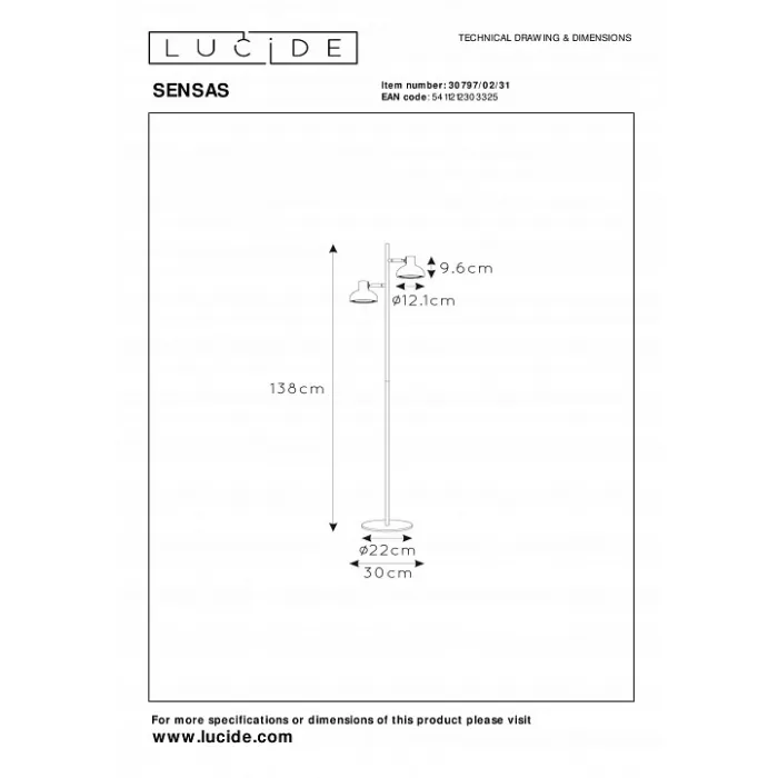 Торшер Lucide Sensas 30797/02/31 от ImperiumLoft