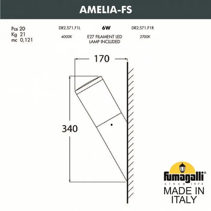 Светильник на штанге Fumagalli Amelia DR2.571.000.AYF1R от ImperiumLoft