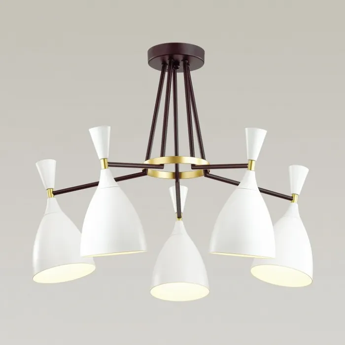 Люстра на штанге Lumion Oliver 4494/5C Цвет арматуры золото Цвет плафонов белый от ImperiumLoft