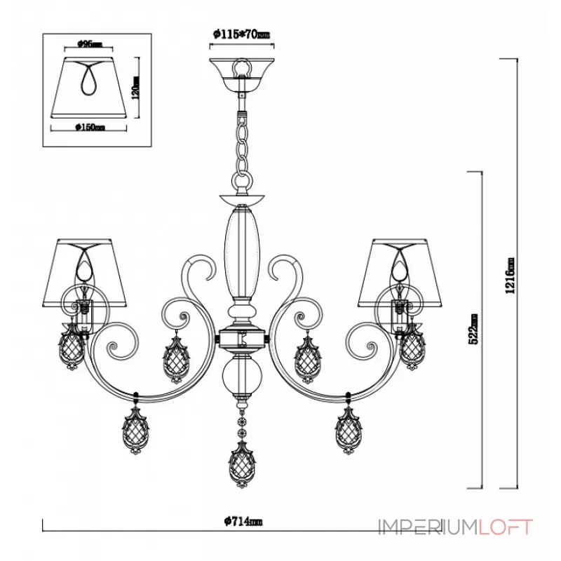 Подвесная люстра Rivoli Molto P6 AB Б0038390 Подвесная люстра Rivoli Molto P6 AB Б0038390