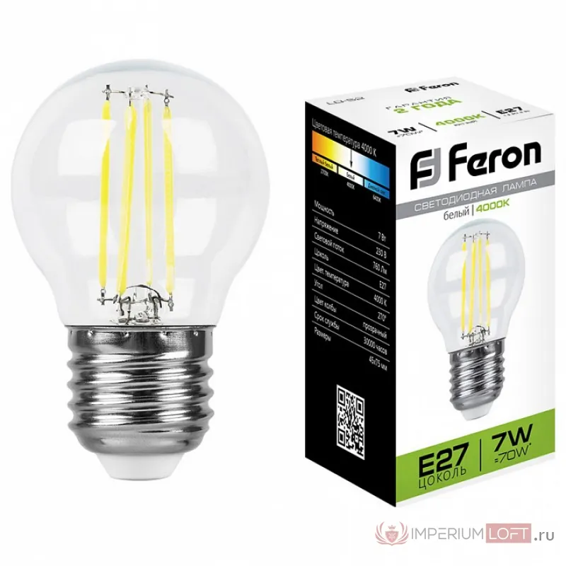 Лампа светодиодная Feron LB-52 E27 7Вт 4000K 25877 Цвет арматуры неокрашенный от ImperiumLoft