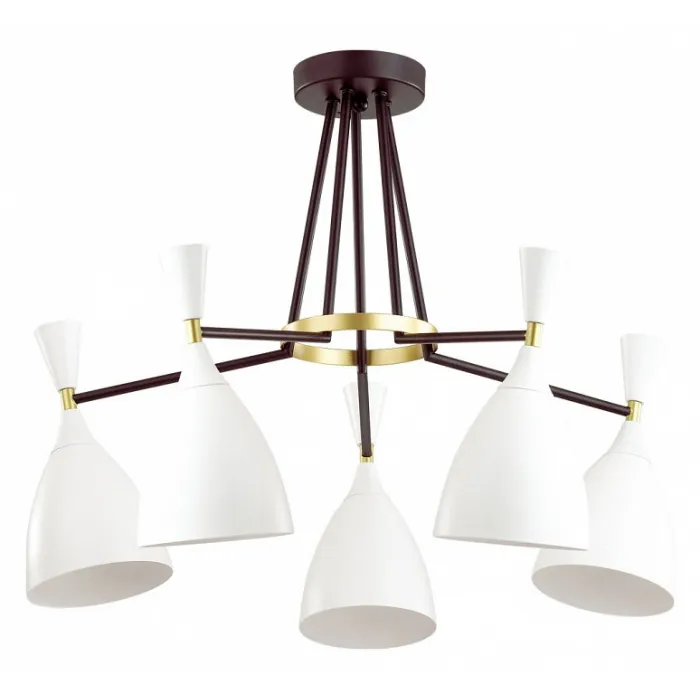 Люстра на штанге Lumion Oliver 4494/5C Цвет арматуры золото Цвет плафонов белый от ImperiumLoft