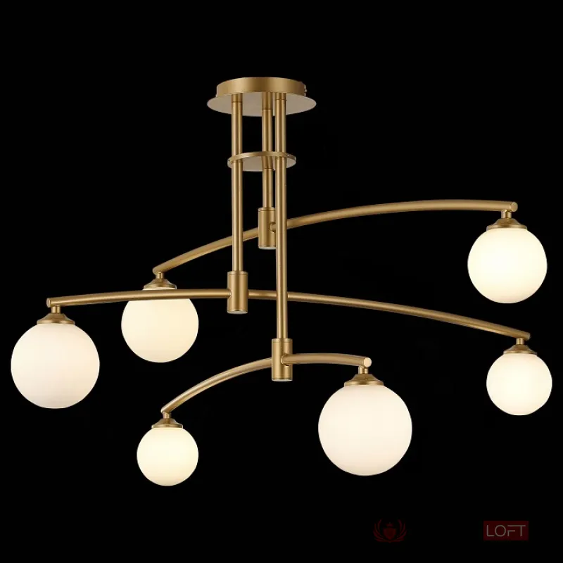 Люстра на штанге ST-Luce Sembrare SL1208.302.06 Цвет плафонов белый Цвет арматуры золото от ImperiumLoft