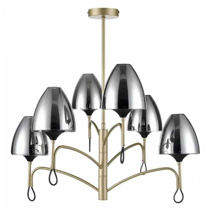 Люстра на штанге Vele Luce Oro VL5654P26 Цвет арматуры Желтый Цвет плафонов Серый от ImperiumLoft