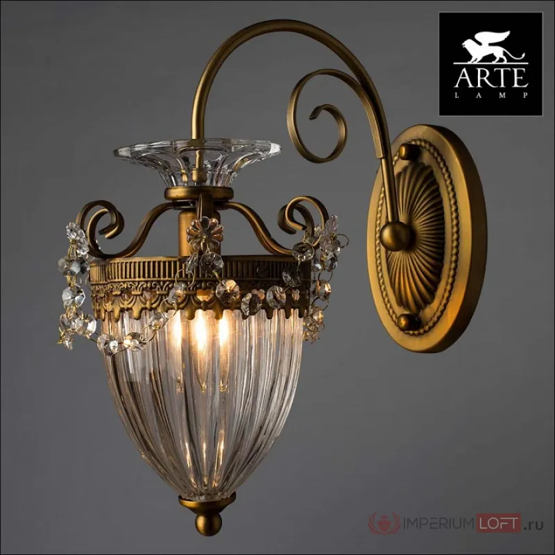 Бра Arte Lamp Schelenberg A4410AP-1SR Цвет арматуры латунь Цвет плафонов прозрачный от ImperiumLoft