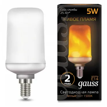 Лампа светодиодная Gauss LED T65 Corn Flame E14 5Вт 1500K 157401105 Цвет арматуры черный Цвет плафонов черный
