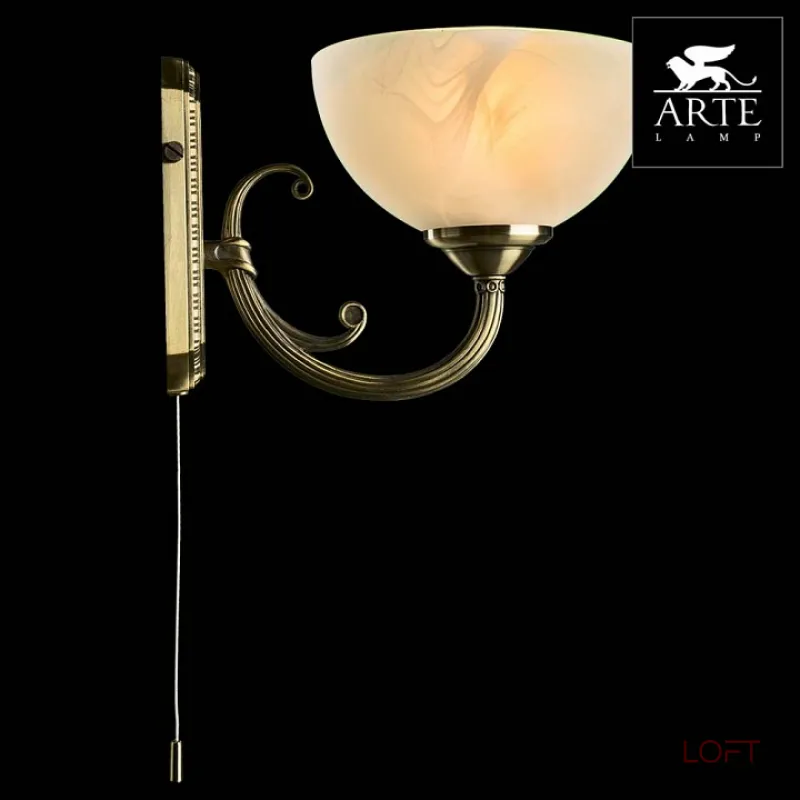 Бра Arte Lamp Windsor A3777AP-1AB Цвет арматуры бронза Цвет плафонов белый