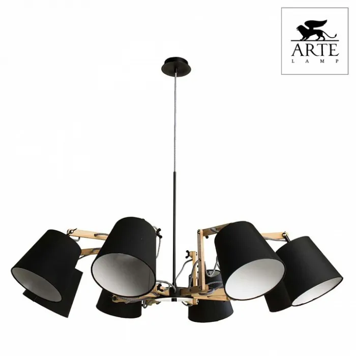 Подвесная люстра Arte Lamp Pinocchio A5700LM-8BK Цвет арматуры коричневый Цвет плафонов черный от ImperiumLoft