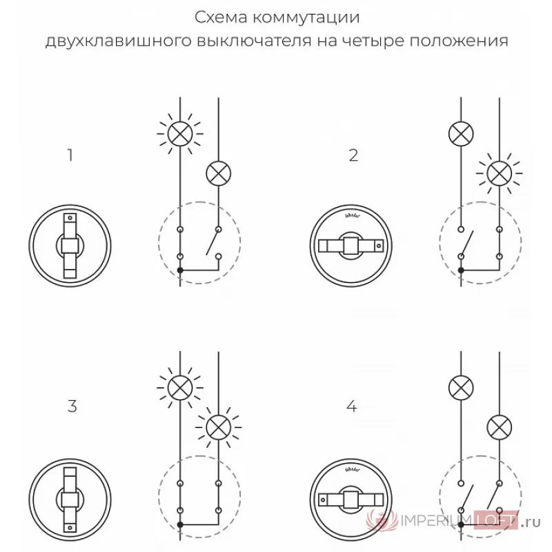 Выключатель на 4 положения двухклавишный без рамки Werkel Ретро бронзовый W5720012 от ImperiumLoft