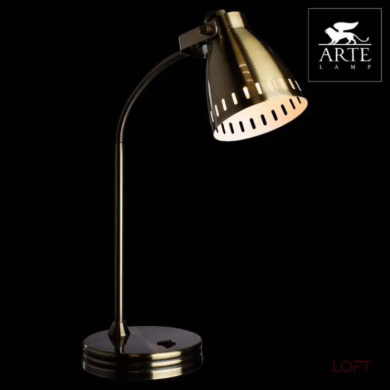 Настольная лампа офисная Arte Lamp Luned A2214LT-1AB Цвет арматуры бронза Цвет плафонов бронза