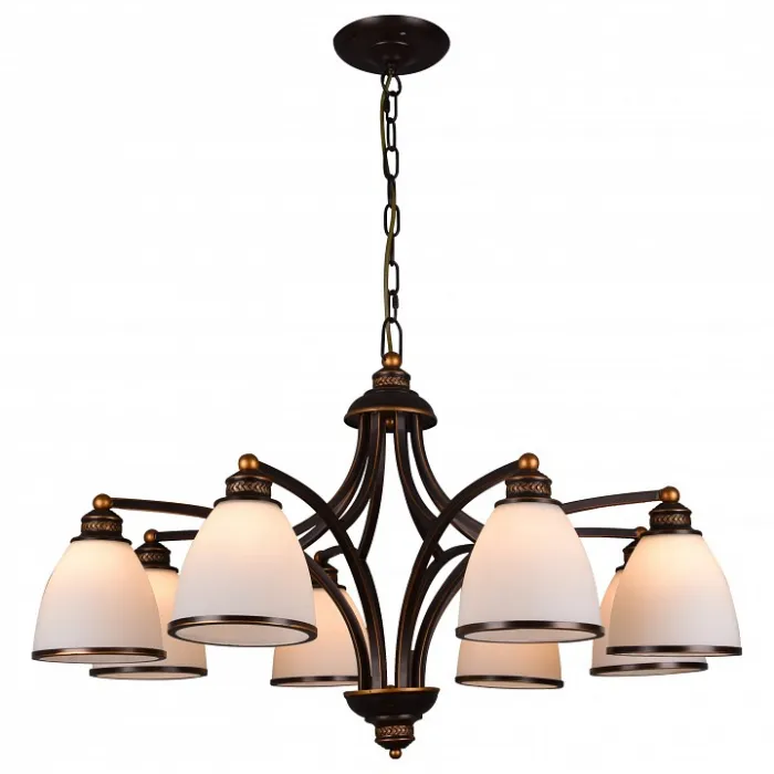 Подвесная люстра Arte Lamp Bonito A9518LM-8BA Цвет арматуры черный Цвет плафонов белый от ImperiumLoft