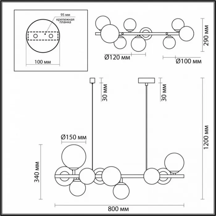 Подвесной светильник Odeon Light Tovi 4818/10 Цвет плафонов прозрачный Цвет арматуры черный от ImperiumLoft