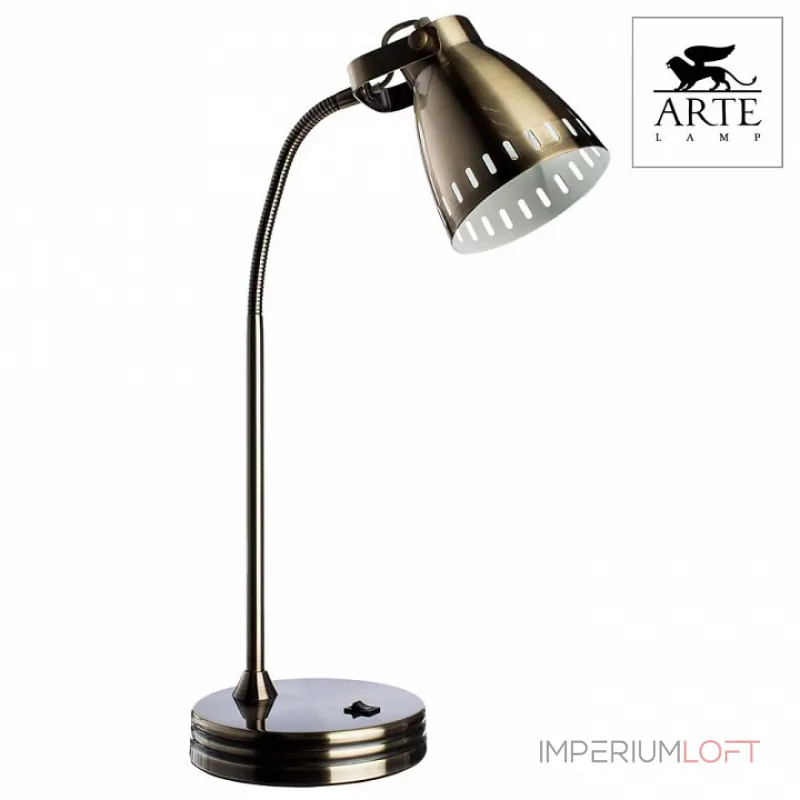 Настольная лампа офисная Arte Lamp Luned A2214LT-1AB Цвет арматуры бронза Цвет плафонов бронза