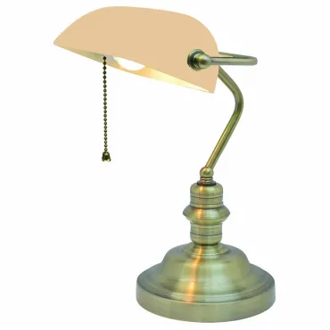 Настольная лампа офисная Arte Lamp Banker A2493LT-1AB Цвет арматуры бронза Цвет плафонов белый