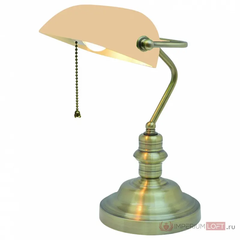 Настольная лампа офисная Arte Lamp Banker A2493LT-1AB Цвет арматуры бронза Цвет плафонов белый от ImperiumLoft