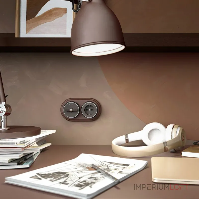 Розетка с заземлением Werkel Vintage мокко, хром W5871052 от ImperiumLoft