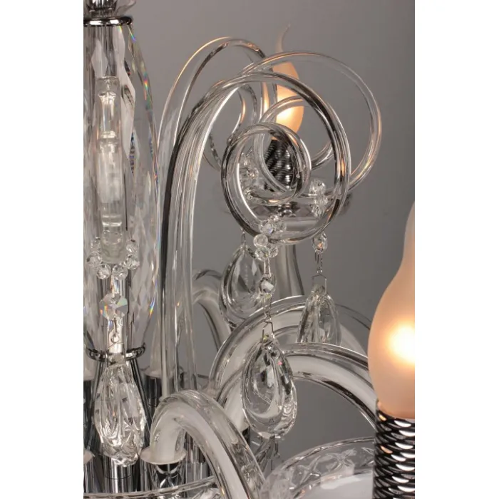 Подвесная люстра Omnilux Salerno OML-34403-08 Цвет арматуры хром Цвет плафонов прозрачный от ImperiumLoft