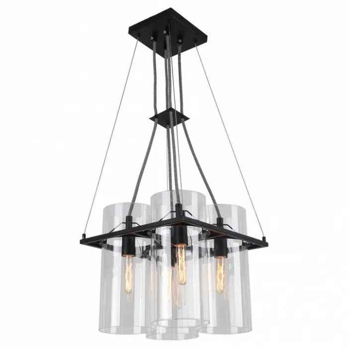 Подвесная люстра Arte Lamp Piatto A8586SP-4BK Цвет арматуры черный Цвет плафонов прозрачный от ImperiumLoft