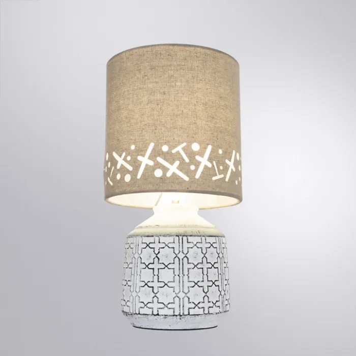 Настольная лампа декоративная Arte Lamp Bunda A4007LT-1WH Цвет арматуры Белый Цвет плафонов Серый от ImperiumLoft