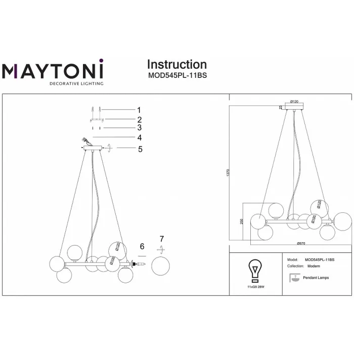 Подвесная люстра Maytoni Dallas MOD545PL-11BS от ImperiumLoft