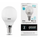 Лампа светодиодная Gauss LED Elementary Globe E14 8Вт 4100K 53128 Цвет арматуры хром Цвет плафонов белый