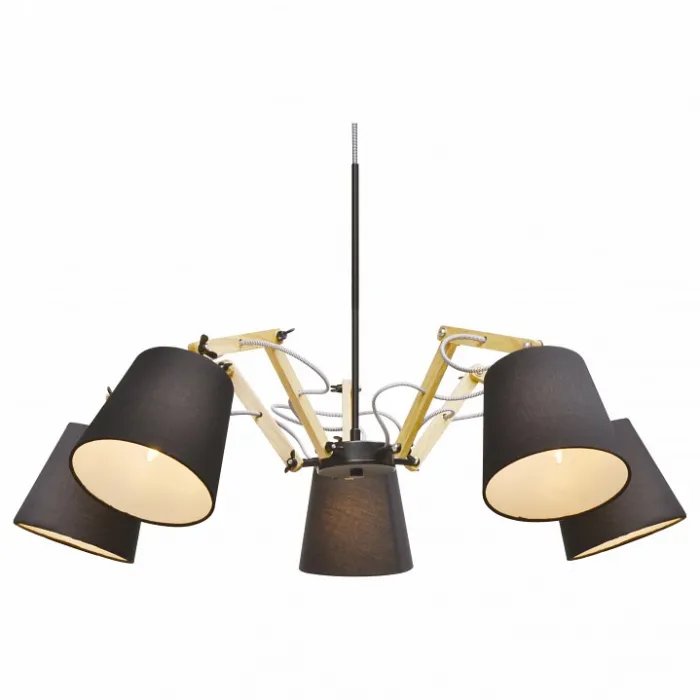 Подвесная люстра Arte Lamp Pinocchio A5700LM-5BK Цвет арматуры коричневый Цвет плафонов черный от ImperiumLoft