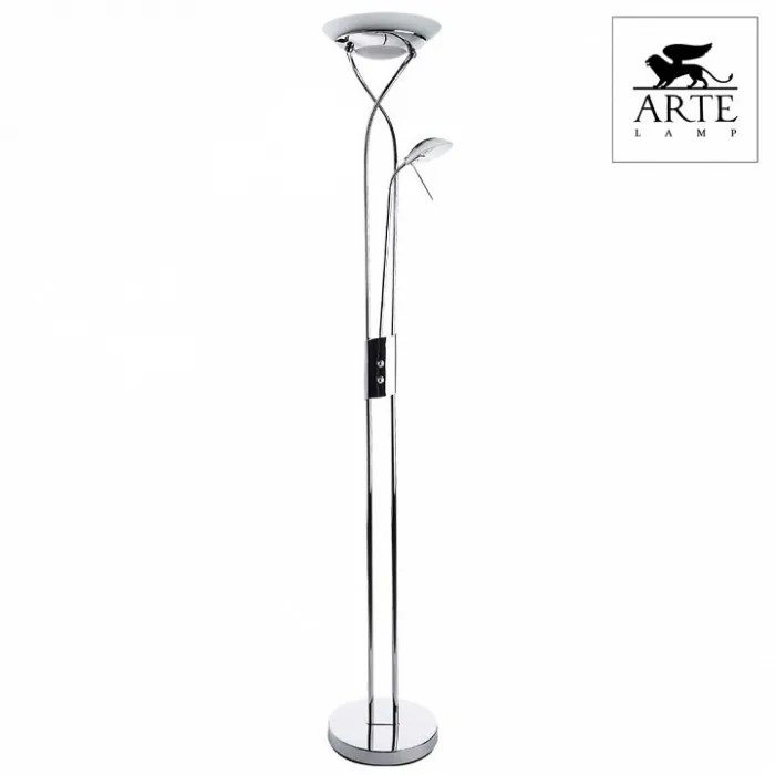 Торшер с подсветкой Arte Lamp Duetto A4399PN-2CC Цвет арматуры хром Цвет плафонов белый от ImperiumLoft