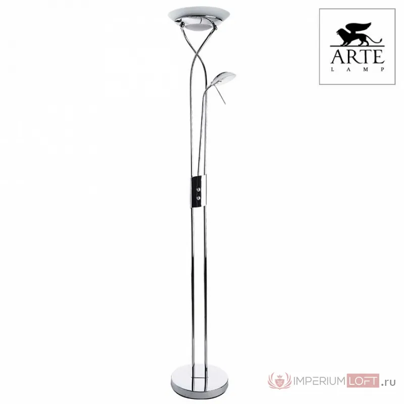 Торшер с подсветкой Arte Lamp Duetto A4399PN-2CC Цвет арматуры хром Цвет плафонов белый от ImperiumLoft