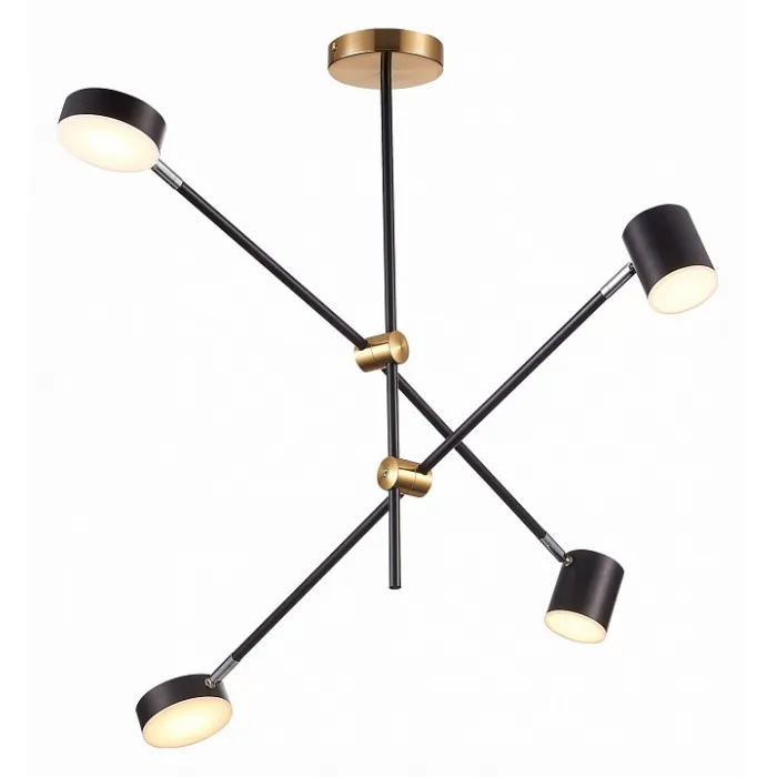 Люстра на штанге ST-Luce Rodrigo SL1604.432.04 Цвет арматуры латунь Цвет плафонов черный от ImperiumLoft